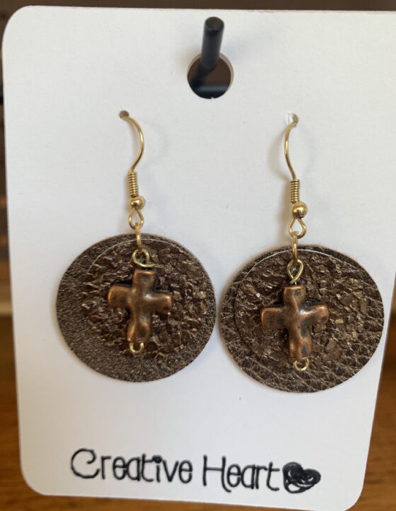 Cross on Circle Earrings