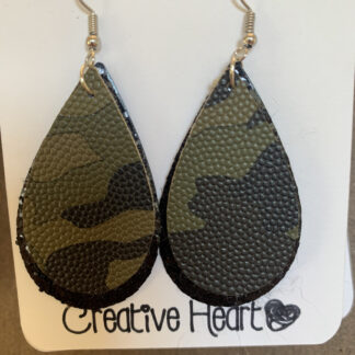 Camo and Black Glitter Layered Earrings