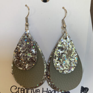 Silver Glitter Teardrop Earrings