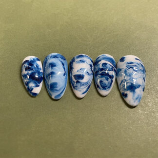 White Base, Blue Swirls
